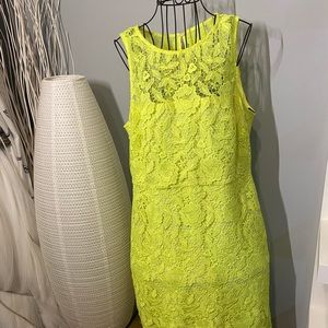 J.Crew neon yellow lace dress